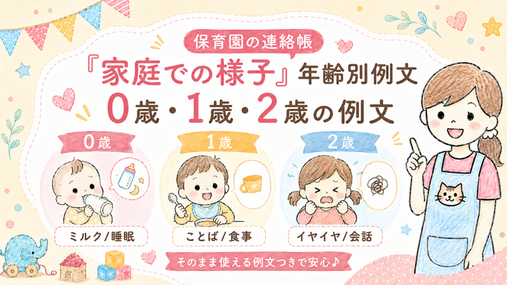 保育園の連絡帳に書く家庭での様子を0歳・1歳・2歳の年齢別に紹介
