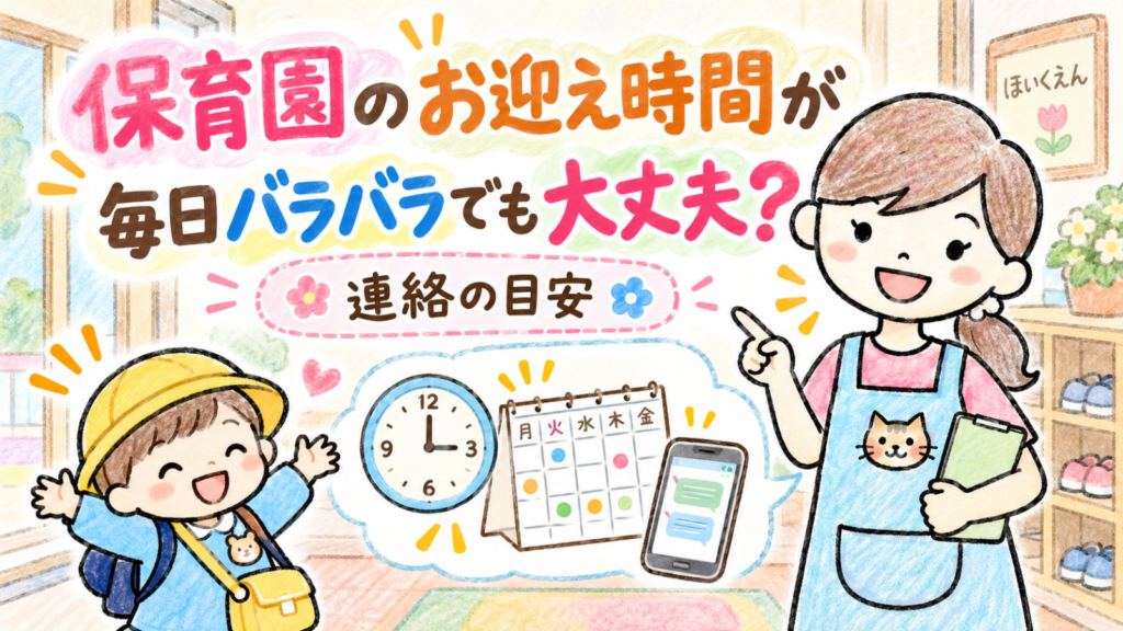 保育園のお迎え時間が毎日バラバラでも大丈夫?保育士ママにゃにたんが連絡の目安を説明