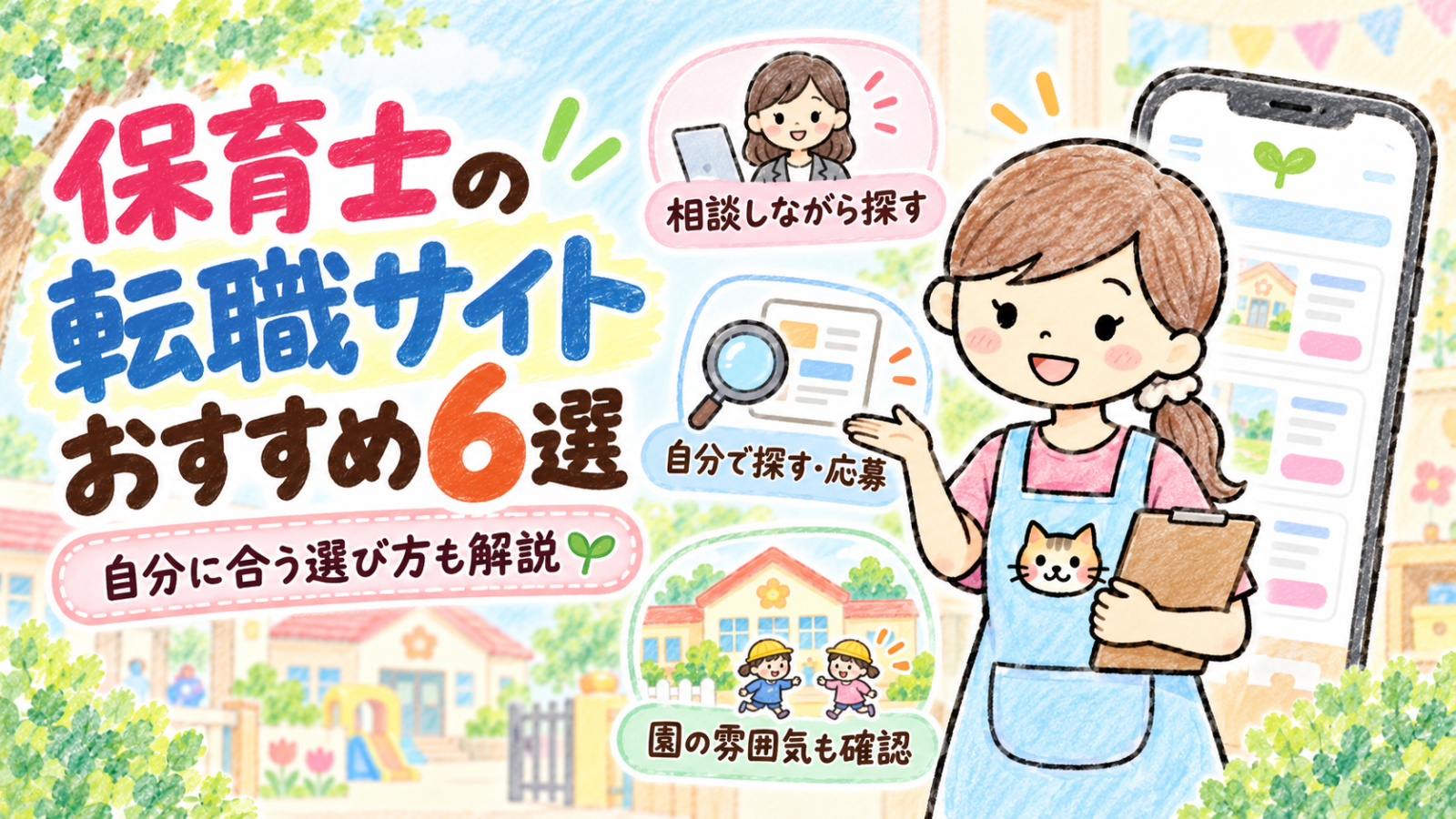 保育士の転職サイトおすすめ6選と、自分に合う選び方を案内するにゃにたん