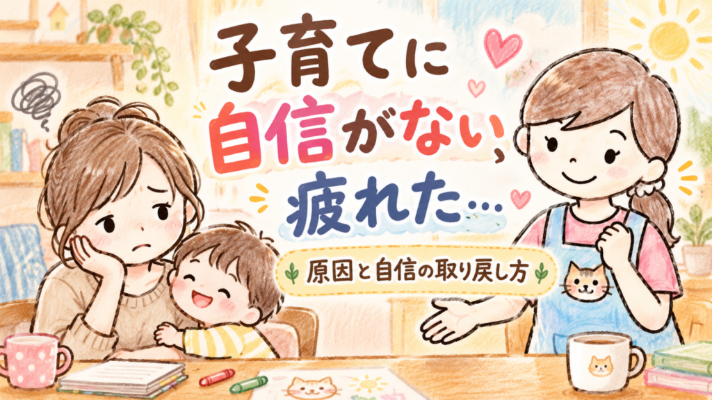 子育てに自信がなく疲れたママに、保育士ママにゃにたんが寄り添い、原因と自信の取り戻し方を伝える